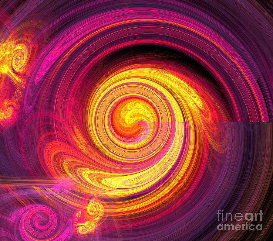 Abstract Digital Art - Purple Sun Swirl by Kim Sy Ok