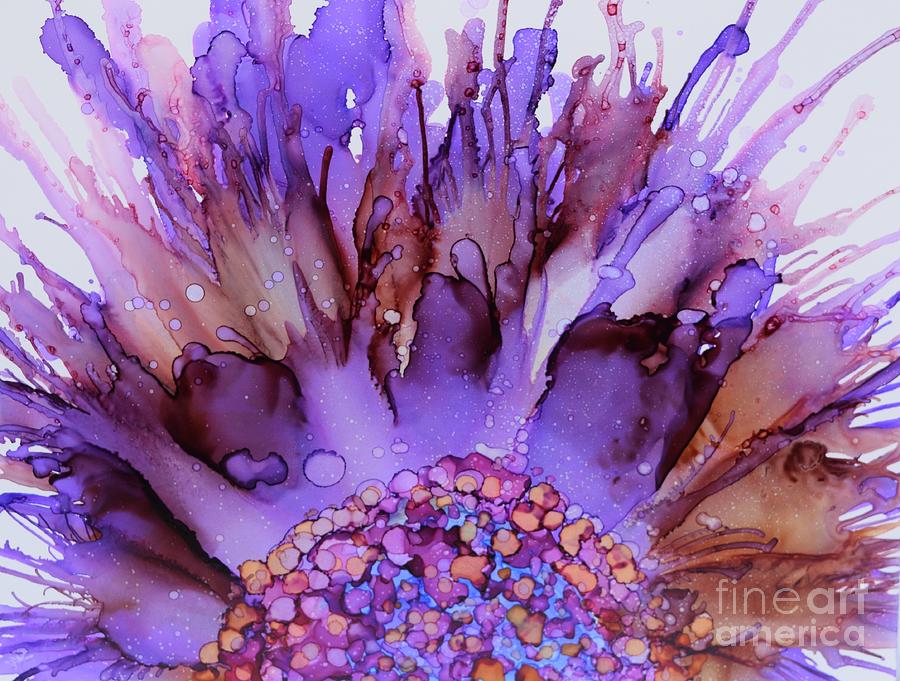 Purple sunflower Painting by Beth Kluth