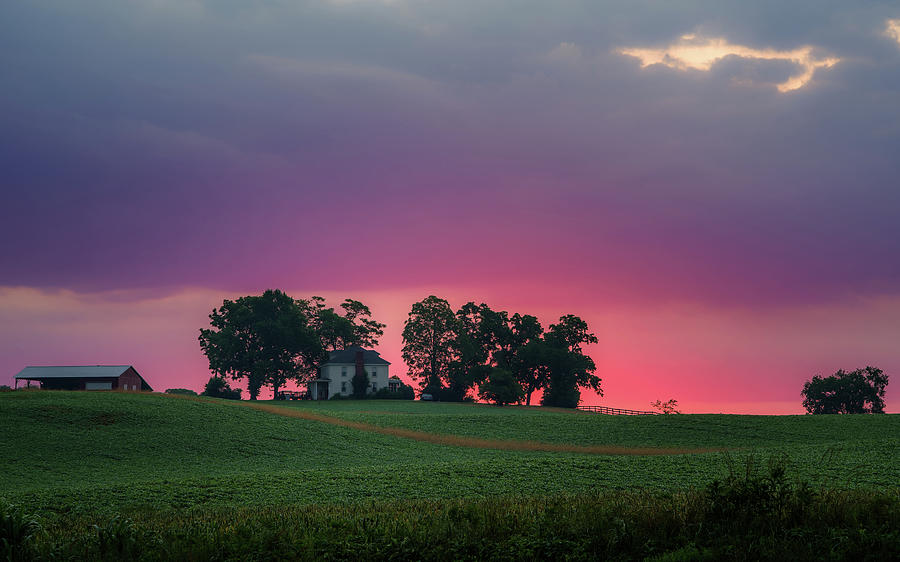 Purple Sunrise Over Farm Photograph by Lori Coleman - Fine Art America