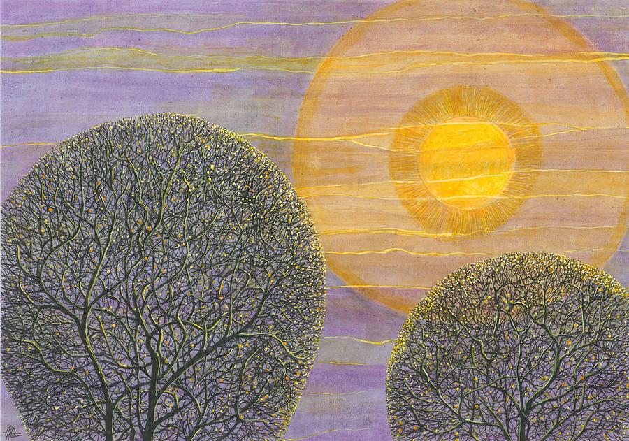 Tree Painting - Purple Sunset by Charles Cater