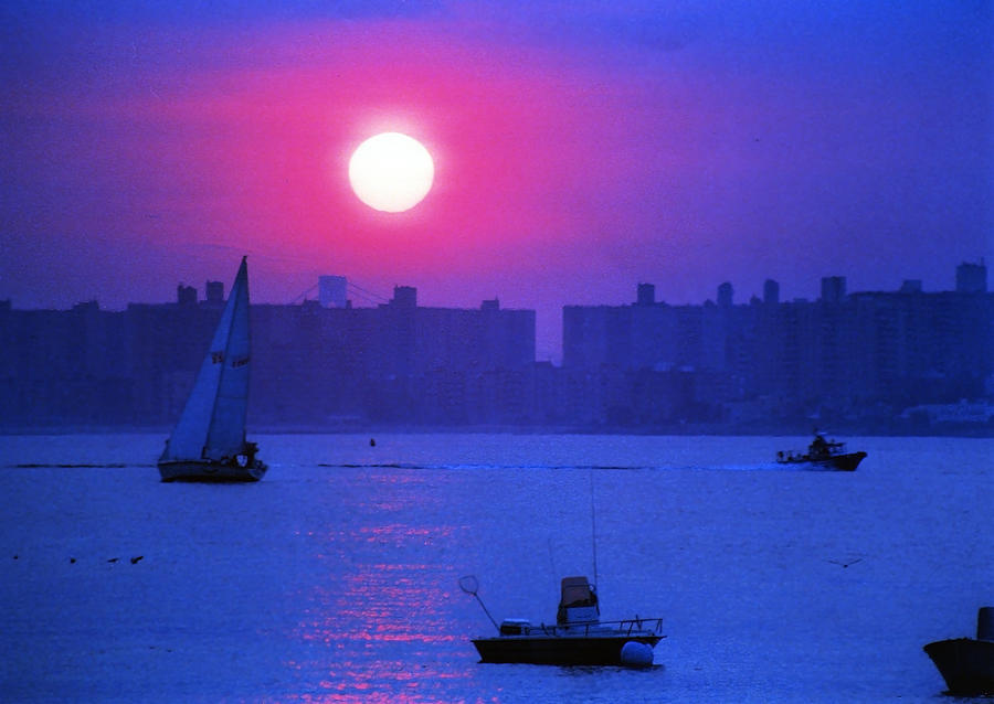 Purple Sunset off Breezy Point Bayside Photograph by Maureen E Ritter