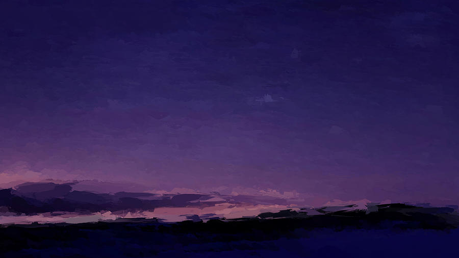 Purple Sunset Over Beach Mixed Media
