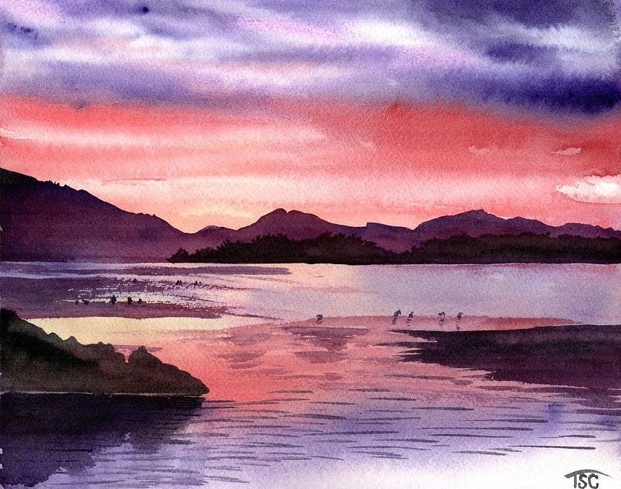 Sunset Purple Clouds Painting