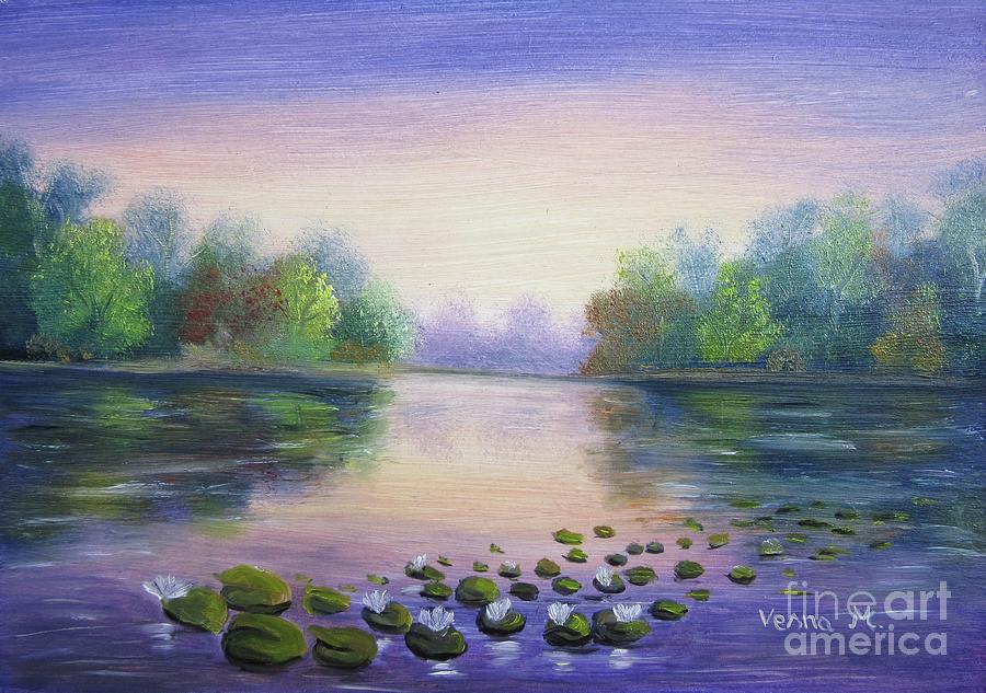 Purple Sunset Painting by Vesna Martinjak