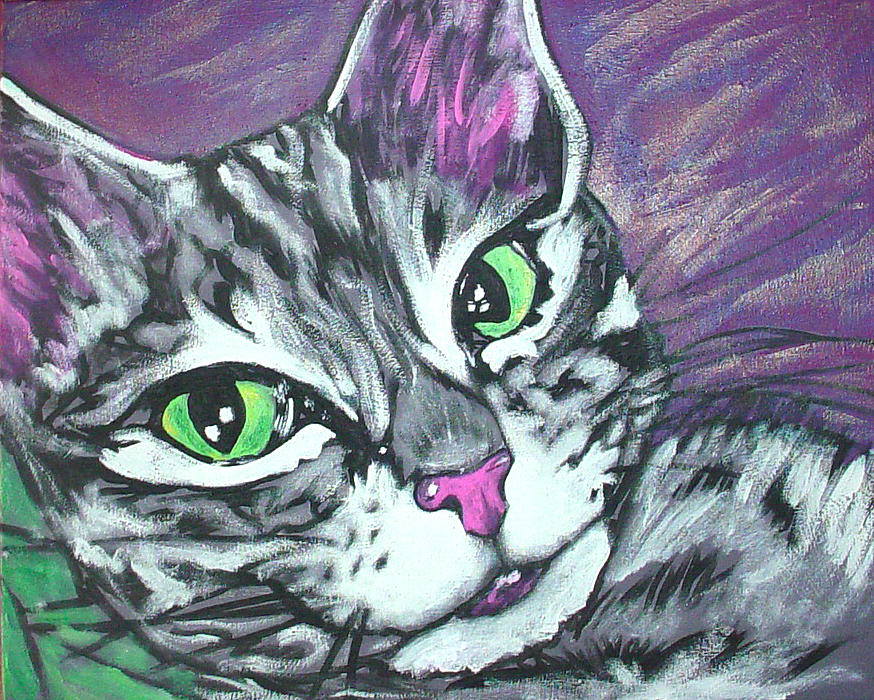 Purple Tabby Painting by Sarah Crumpler