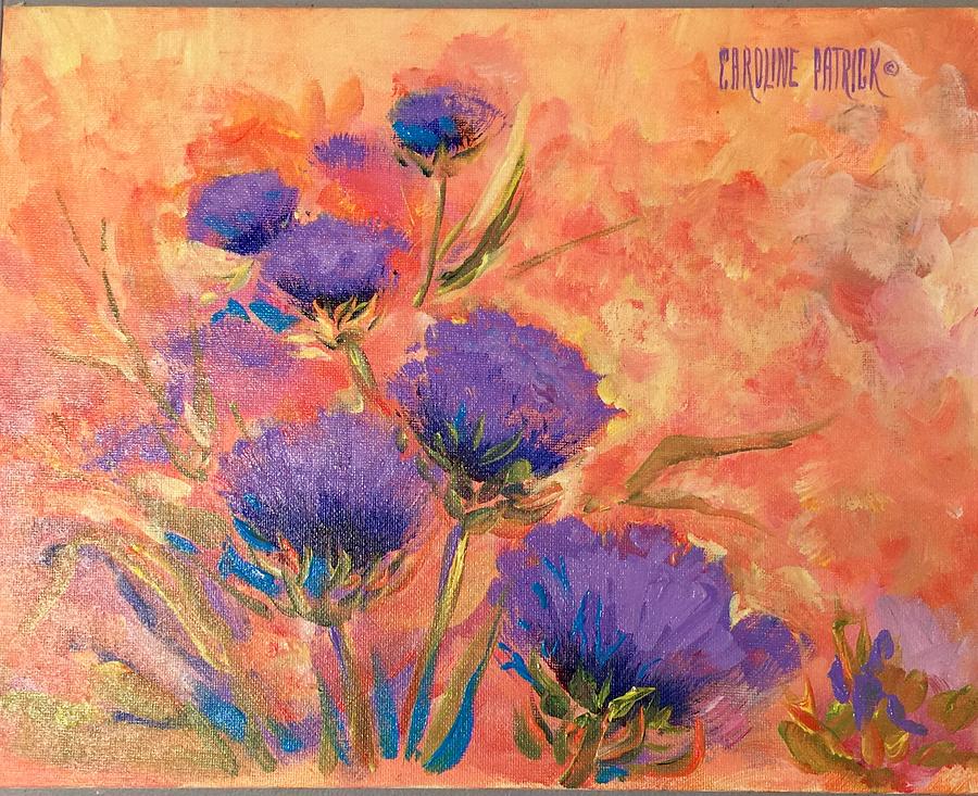 Purple Thistles Painting by Caroline Patrick
