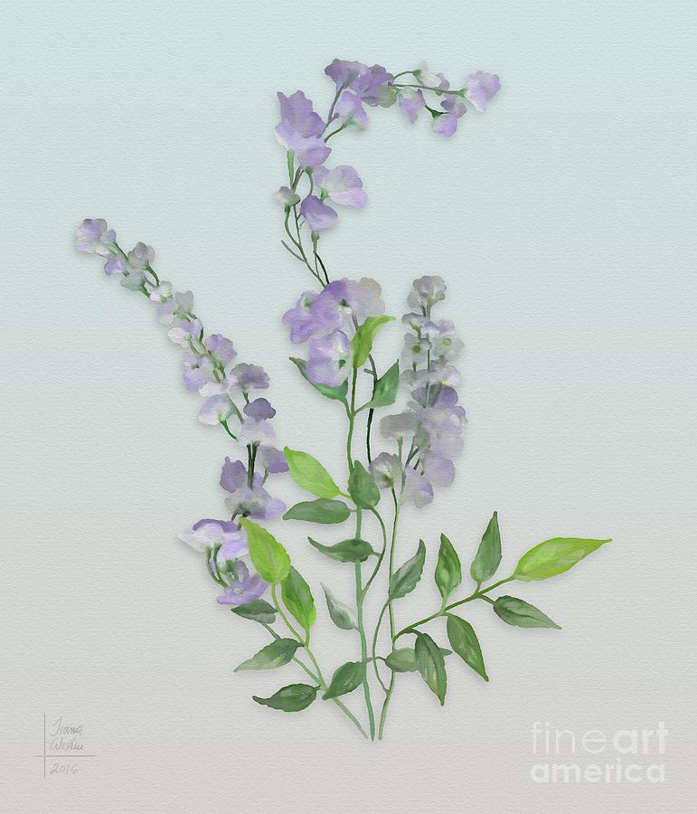 Purple Tiny Flowers Painting by Ivana Westin