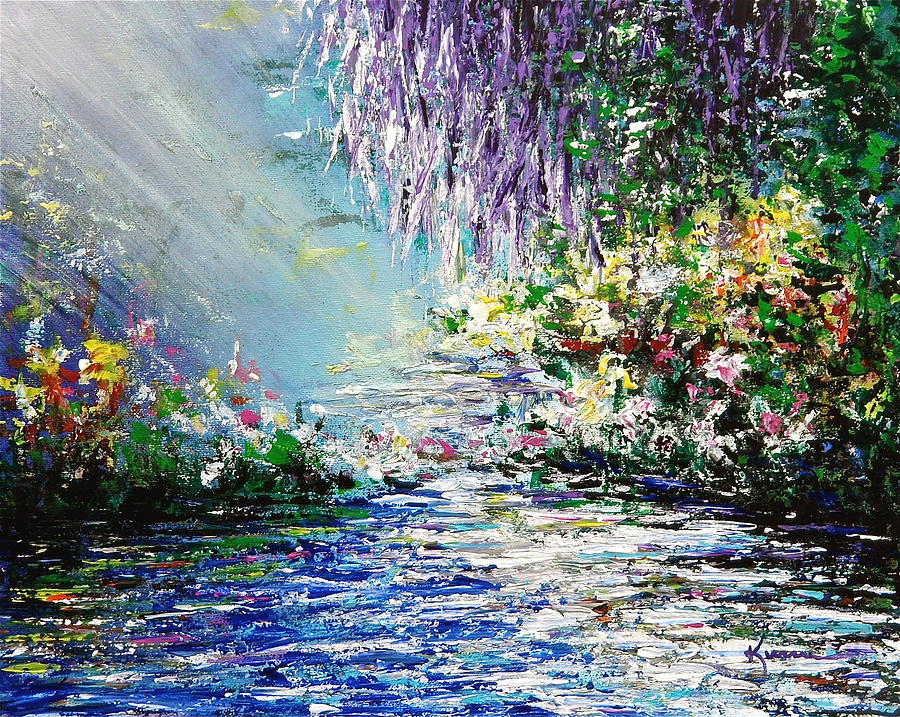 Flower Painting - Purple Tree by the Lake by Kume Bryant