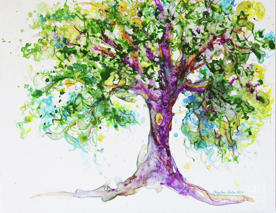 My Utterly Charming Purple Tree Watercolor Painting