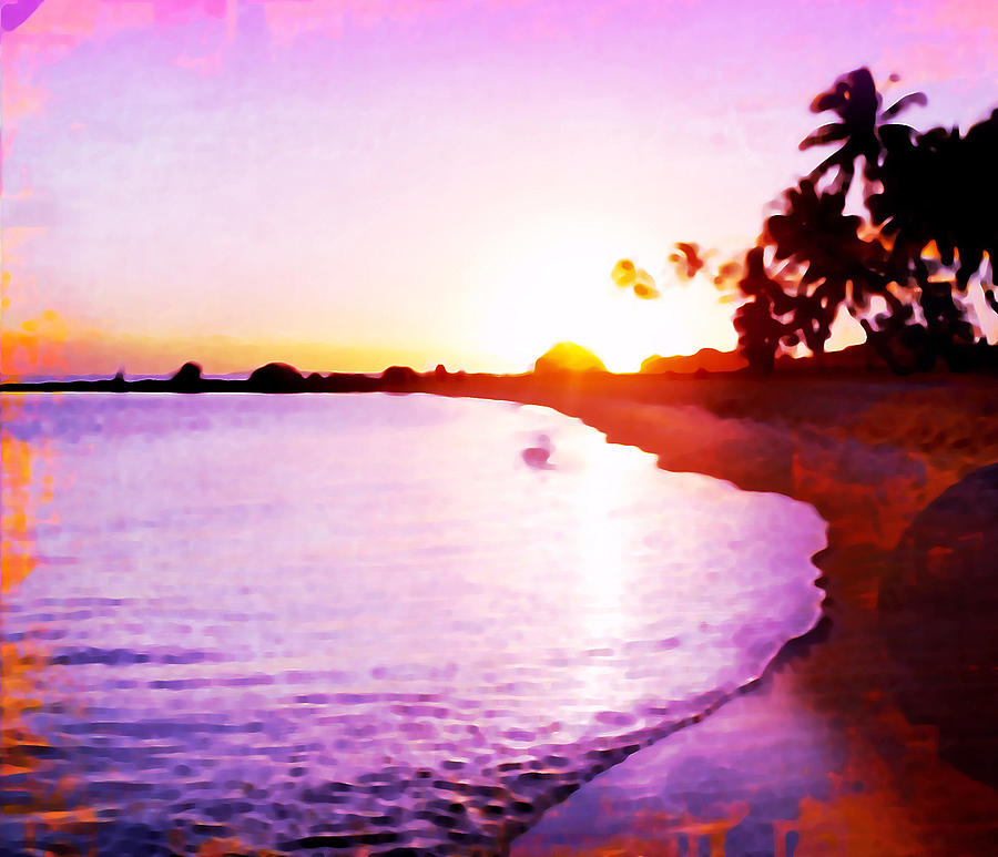  Purple  Tropical Sunset  Painting Painting by Kristian Gallagher