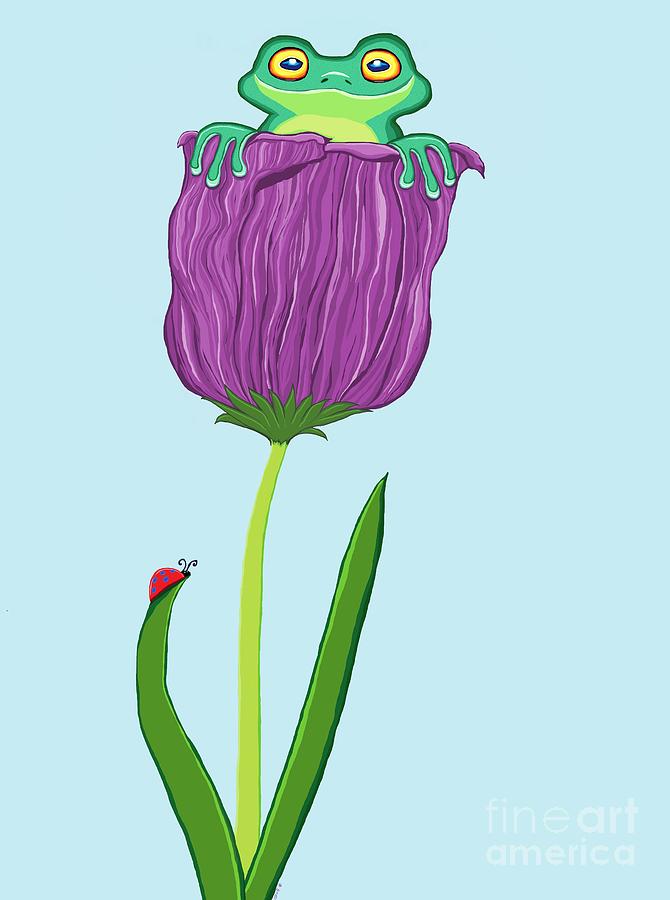 Purple Tulip Frog Painting by Nick Gustafson