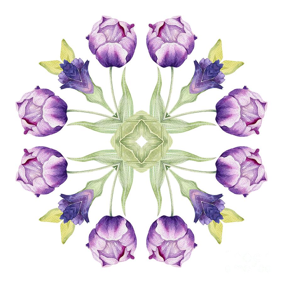 Spring Digital Art - Purple Tulip Mandala by Mary Machare