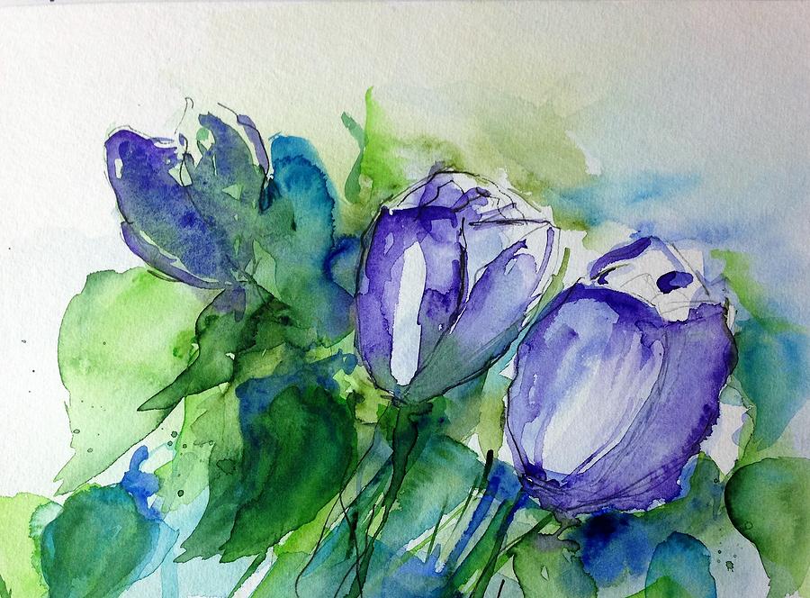 purple Tulips Painting by Britta Zehm