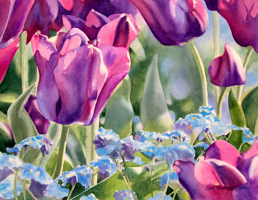 Purple Tulips Painting by Lisa Pope