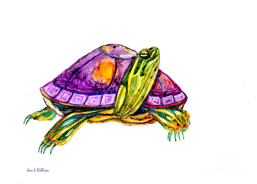 Purple Turtle Painting by Jan Killian