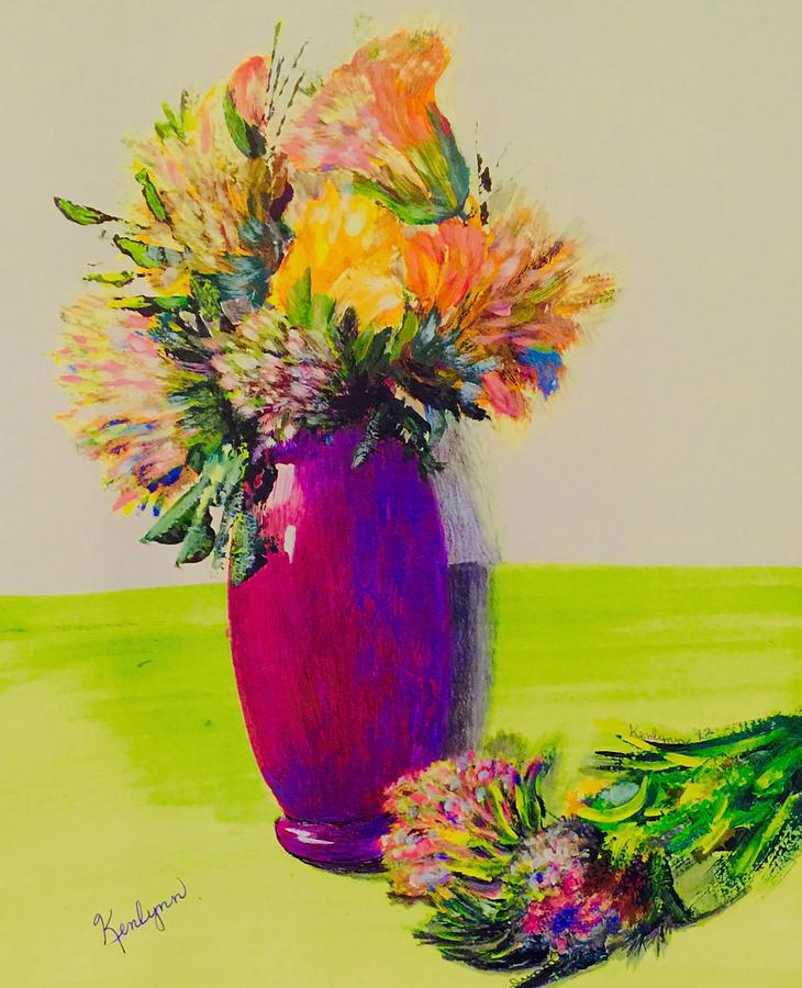 Purple Vase and Florals Painting by Kenlynn Schroeder