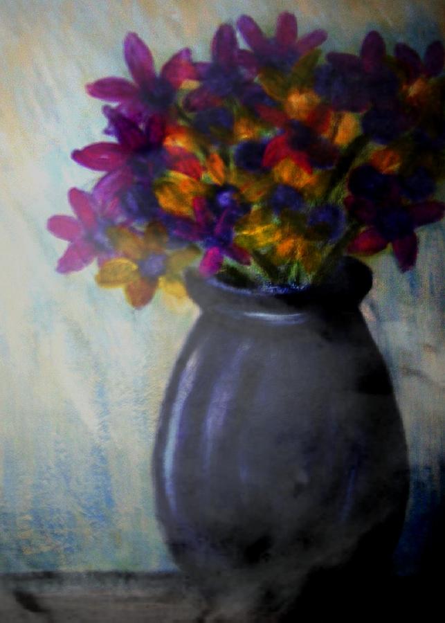 Purple vase and flowers Painting by Joseph Ferguson