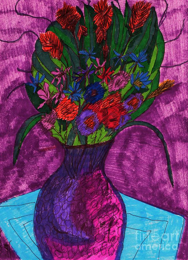 Purple Vase Mixed Media by Elinor Helen Rakowski