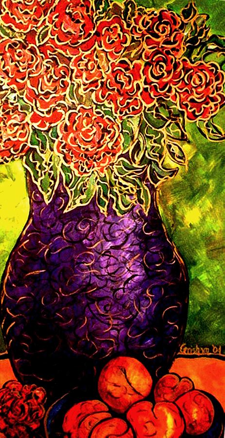 Purple Vase Painting by Laura  Grisham