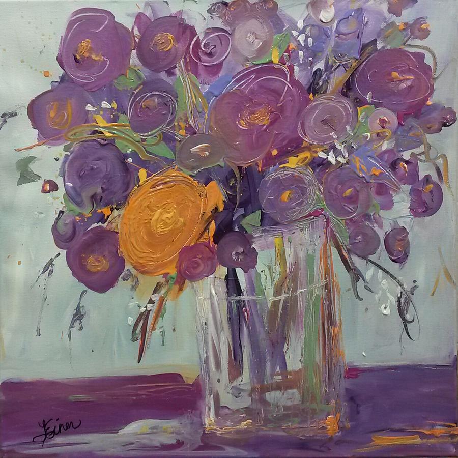 Purple Vase Painting by Terri Einer