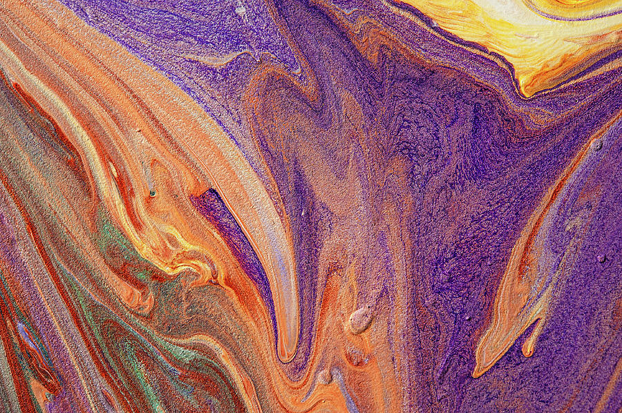 Purple Vibrations 1. Acrylic Fluid Paints Photograph by Jenny Rainbow