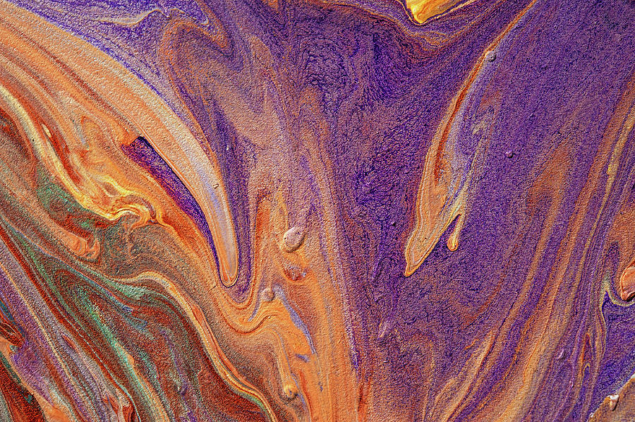 Purple Vibrations. Acrylic Fluid Paints Photograph by Jenny Rainbow