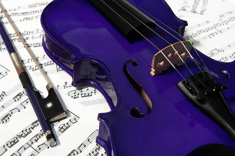 Purple Violin and Music v Photograph by Helen Jackson