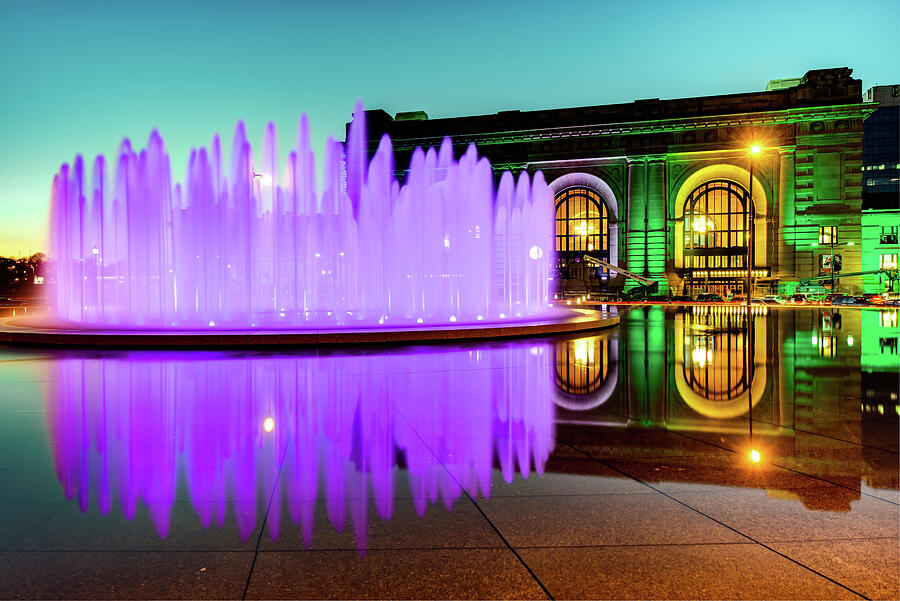 Purple Waters and Union Station - Kansas City Photograph by Gregory Ballos