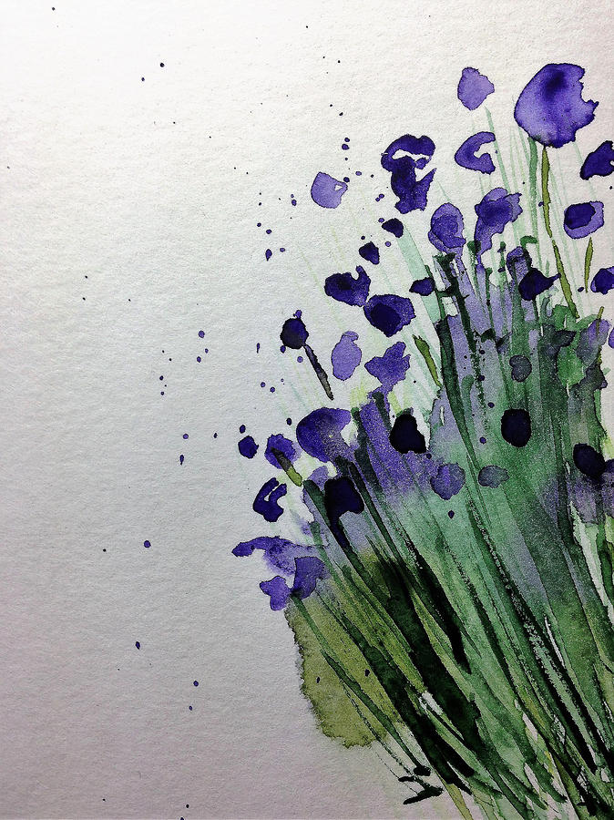 Purple Wild Flowers In The Garden Painting by Britta Zehm
