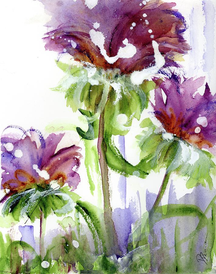 Purple Wildflowers Painting by Dawn Derman