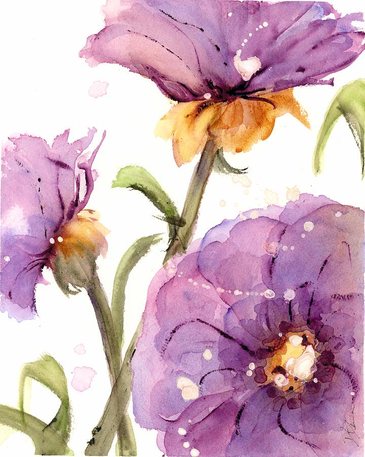 Purple Wildflowers II Painting by Dawn Derman