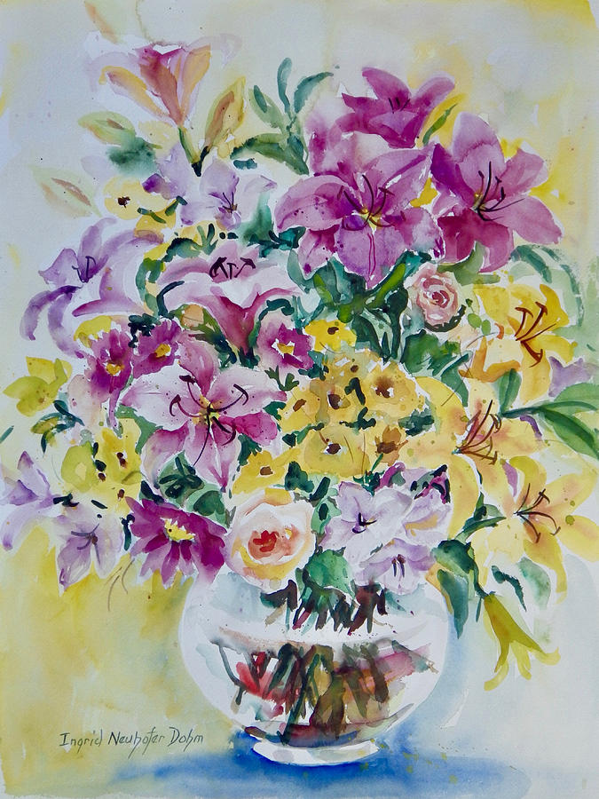 Purple Yellow Painting by Ingrid Dohm
