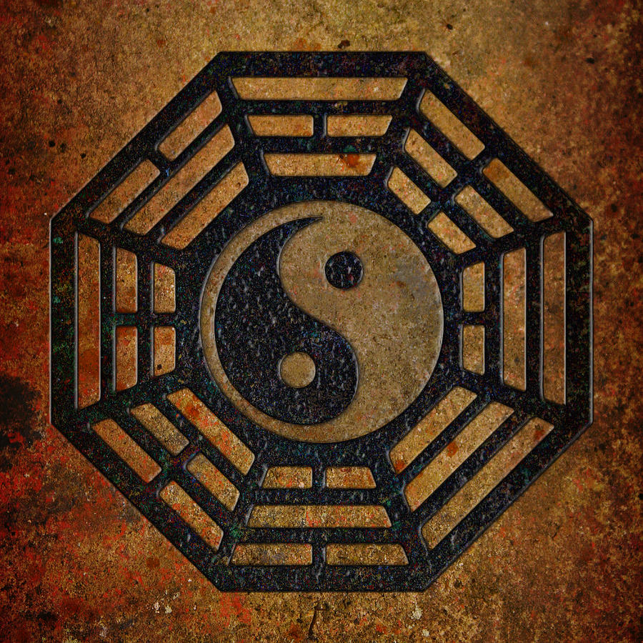 Purple Yin Yang Sign in Octagon with Stone Background Digital Art by Fred Bertheas