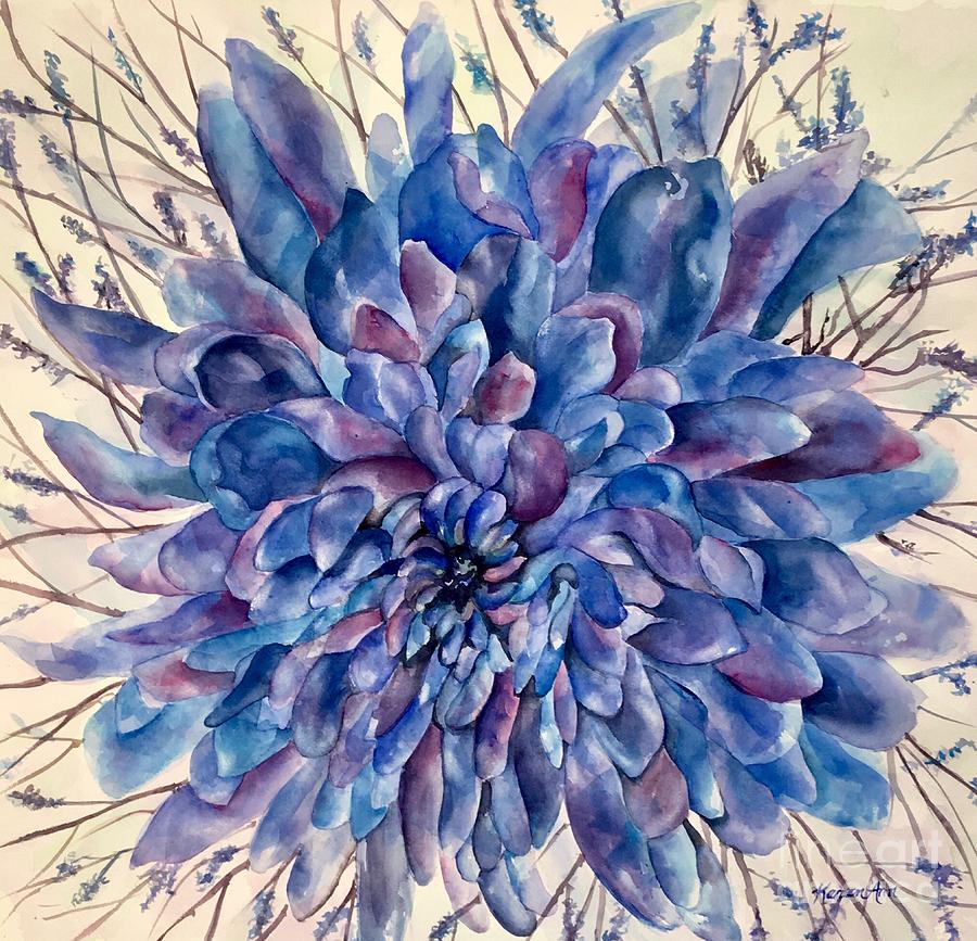 Purplish Blue Petals Painting by Karen Ann
