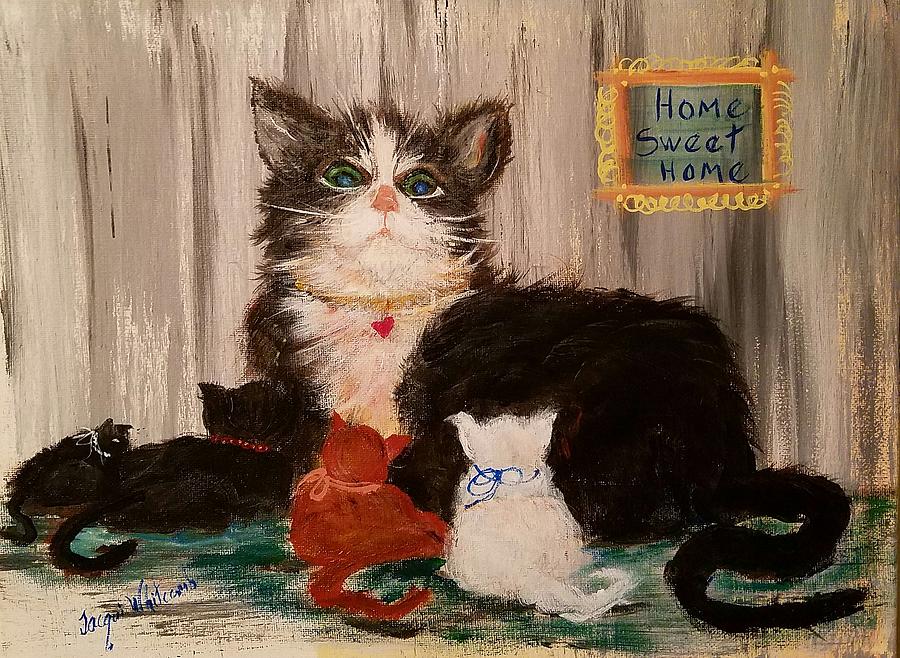 Purrfectly Content Painting by Jacqueline Whitcomb