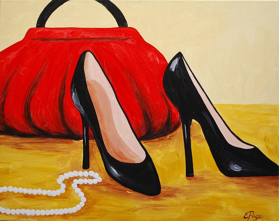 Purse, Pumps, and Pearls Painting by Emily Page