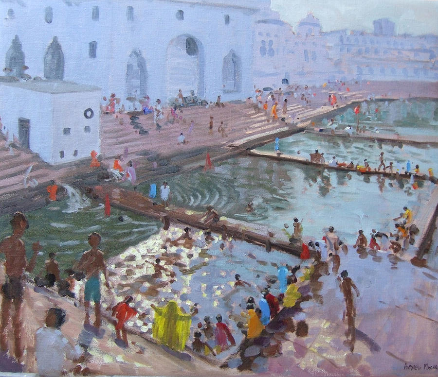 Indian Cityscape Painting - Pushkar ghats Rajasthan by Andrew Macara