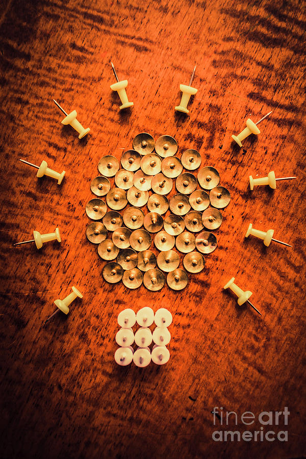 Pushpins arranged in light bulb icon Photograph by Jorgo Photography