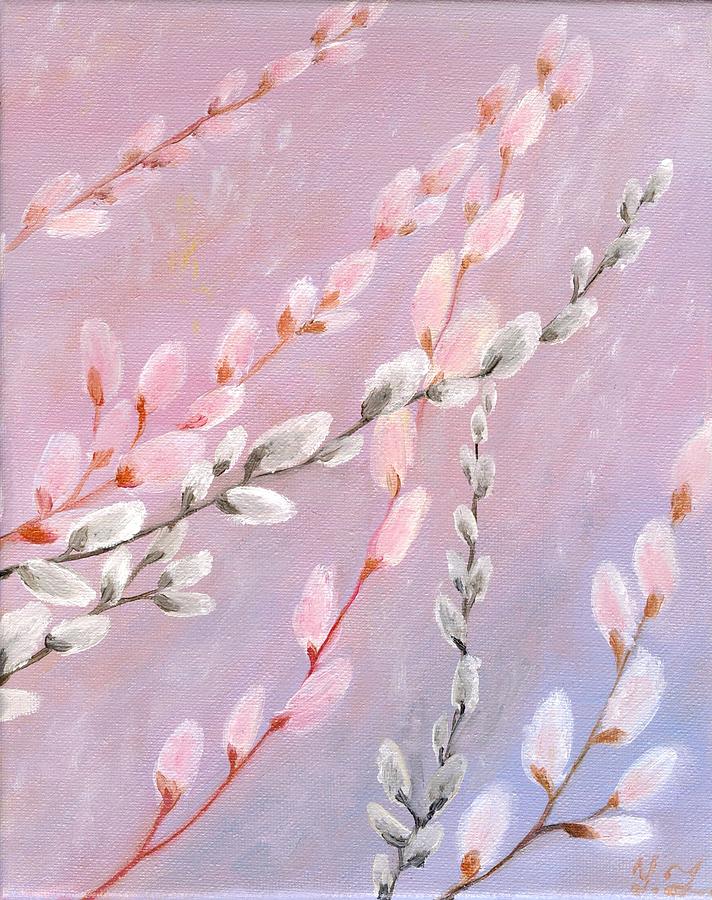 Gallery Wrap Painting - Pussy Willow by Yulia Litvinova.