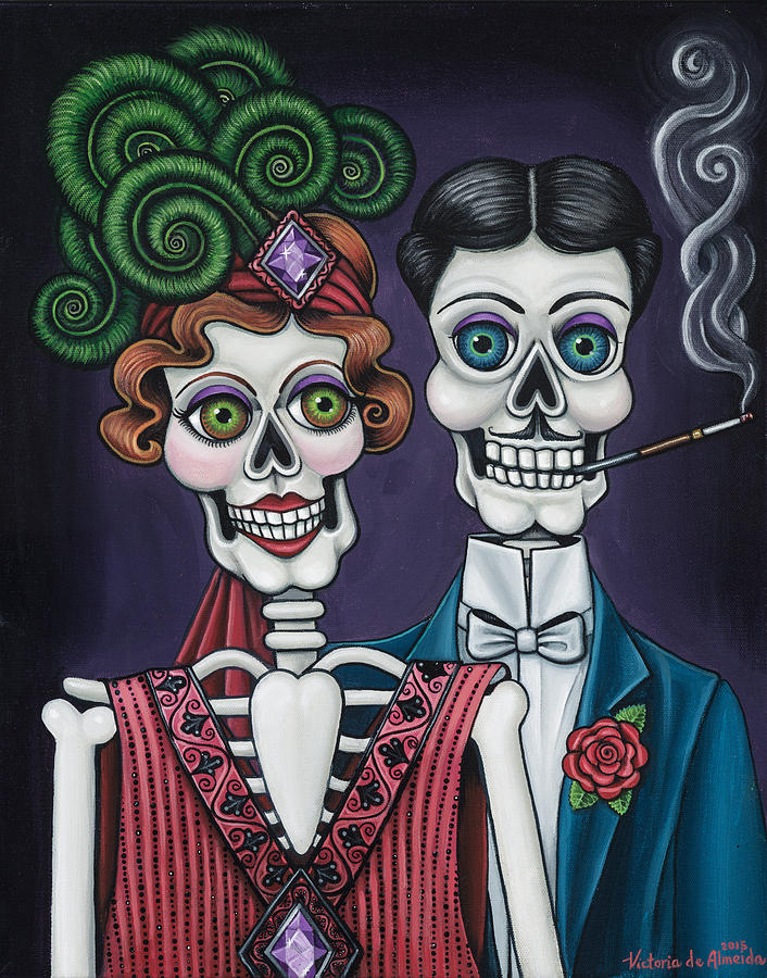 Skull Painting - Putting On The Ritz by Victoria De Almeida