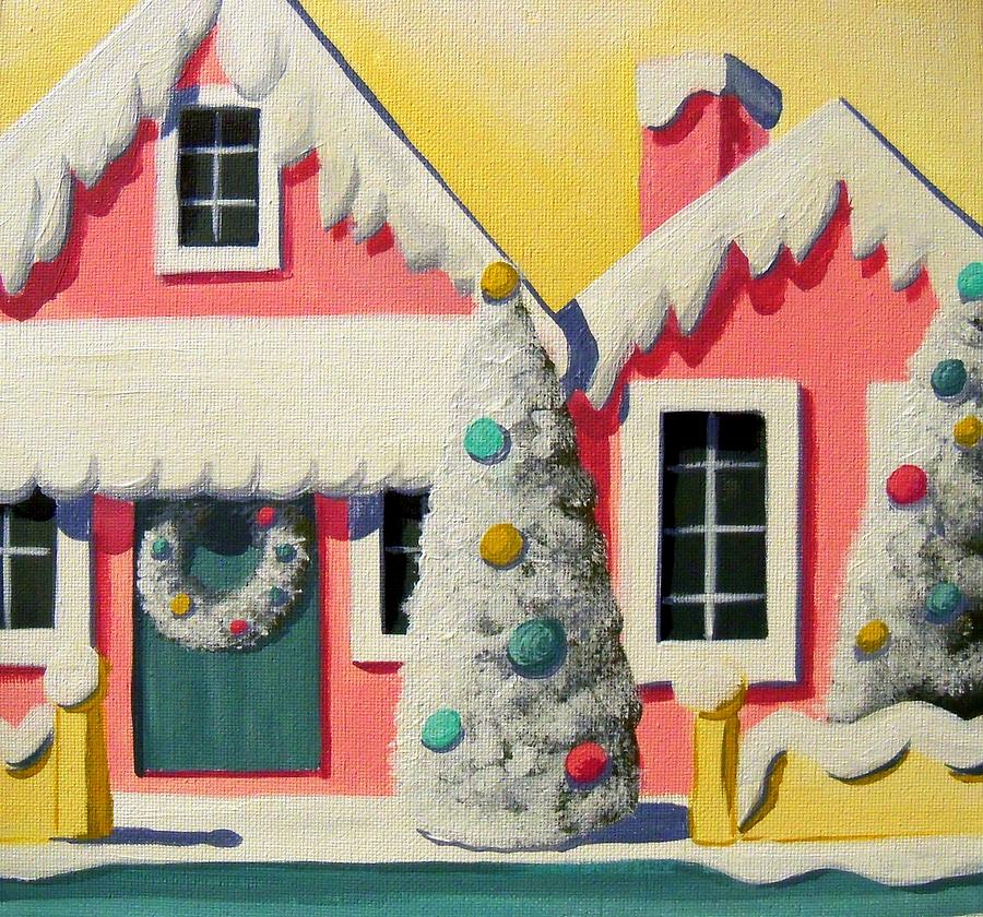 Putz House - Christmas vintage Painting by Debbie Criswell