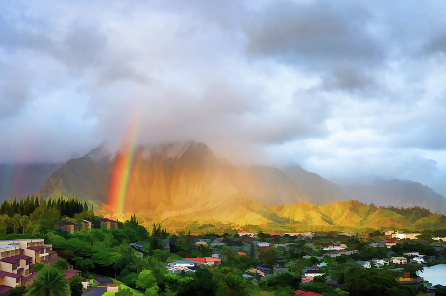 Puu Alii with Rainbow Photograph by Dan McManus