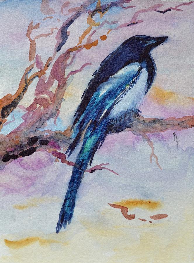 Magpies Painting - Pye I by Beverley Harper Tinsley