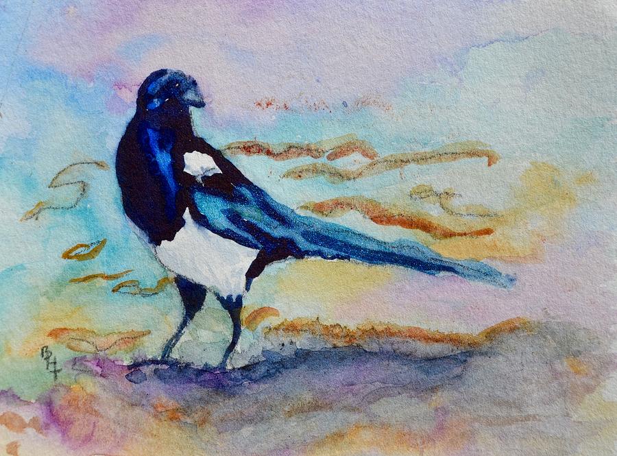 Magpies Painting - Pye II by Beverley Harper Tinsley