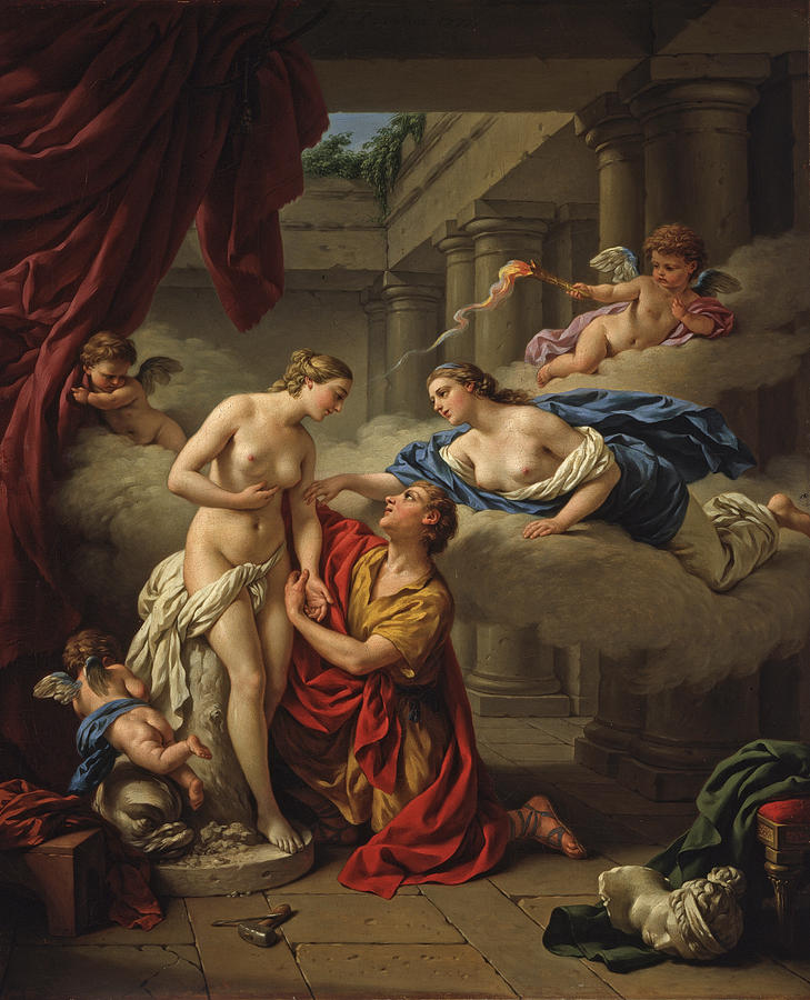 Pygmalion and his Statue Painting by Louis-Jean-Francois Lagrenee