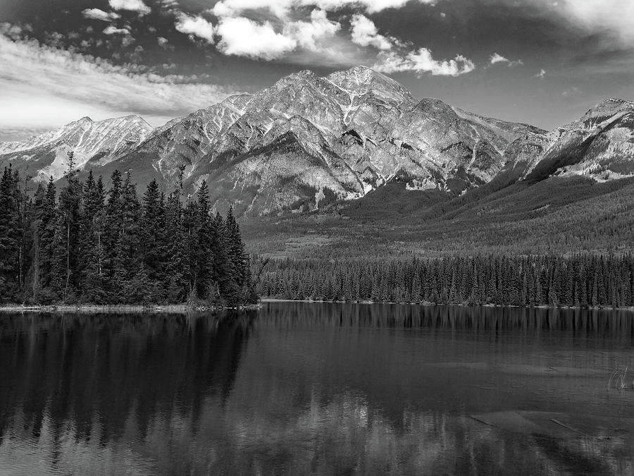 Pyramid Lake Reflection B W Photograph by David T Wilkinson