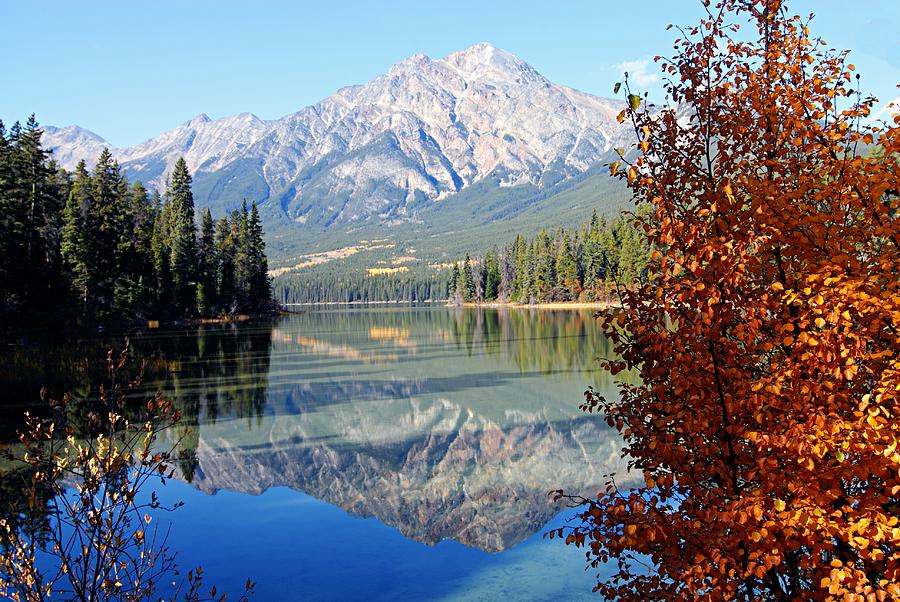 Jasper National Park Photograph - Pyramid Mountain Reflection 3 by Larry Ricker