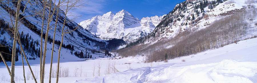 Nature Photograph - Pyramid Peak And Maroon Bells by Panoramic Images