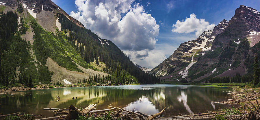 Pyramid Peak, Maroon Bells, and Crater Lake Panorama Photograph by Andy Konieczny