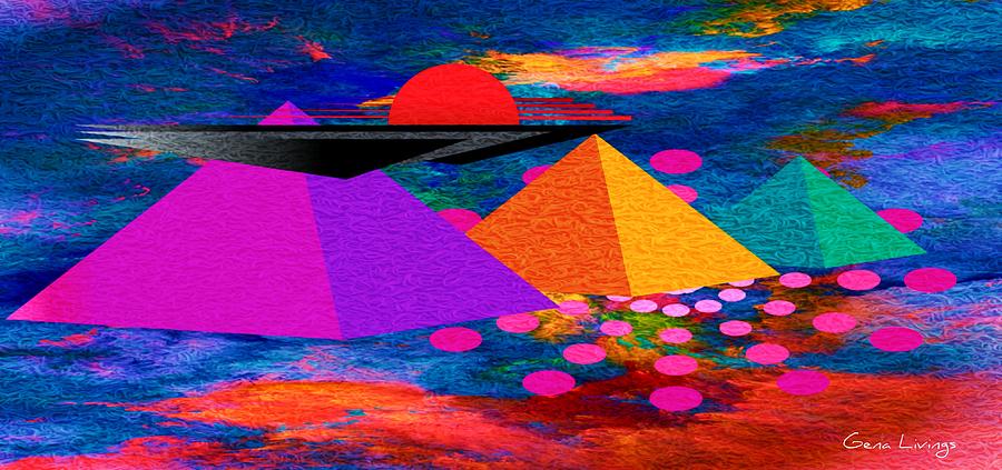 Pyramid Sun Rayon Mixed Media by Gena Livings